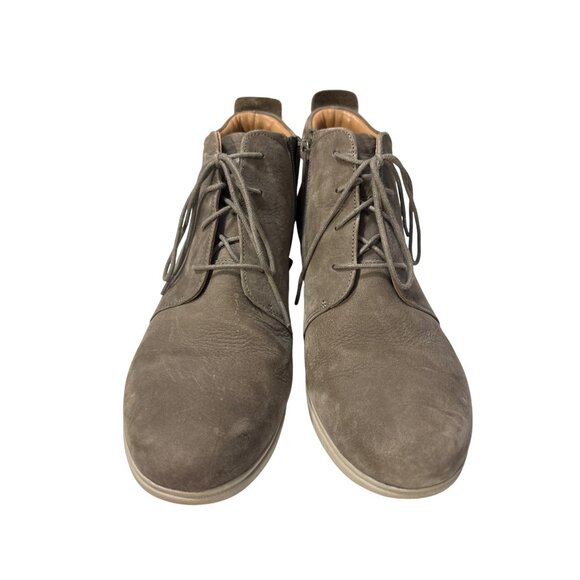 Clarks Unstructured Womens Taupe Wedge Ankle Boots With Side Zippers & Laces Sz - Picture 2 of 8